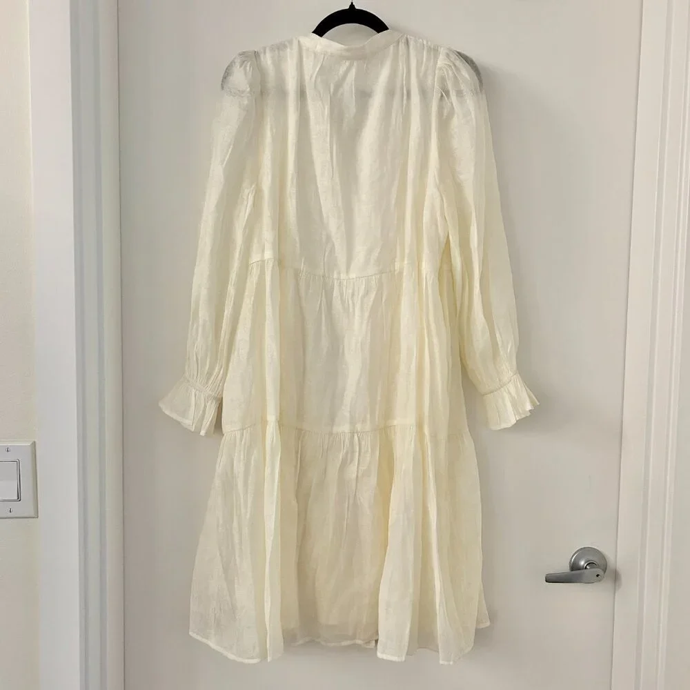 Baltic Born Brenna Button Midi Dress with Pockets in Cream Size L NWOT - Picture 10 of 12